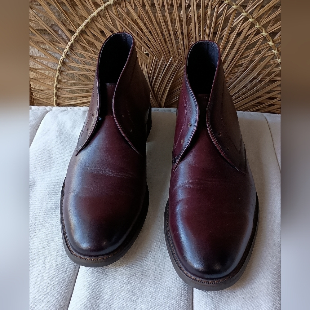 Moretti Black Label Men's Burgundy Leather Chukka Boots_11